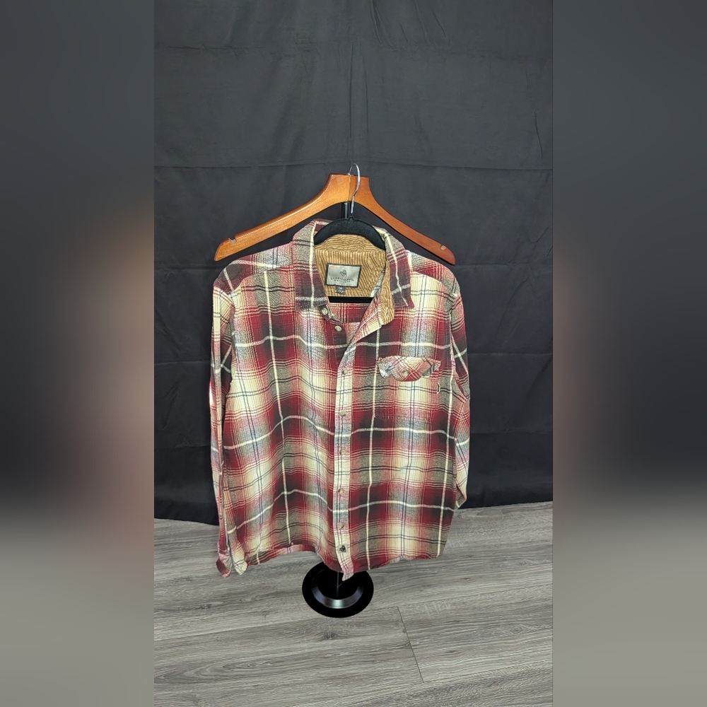 Legendary Whitetails Men's Red and Cream Plaid Shirt